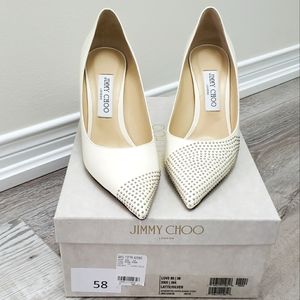 100% Authentic Jimmy Choo Latte Love 85 Nappa with studs Sz 38